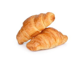 two croissant isolated on white background