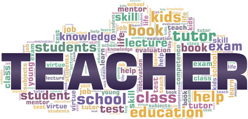Teacher vector illustration word cloud isolated on a white background.