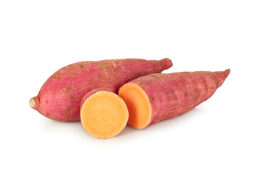orange sweet potato or yam isolated on white background