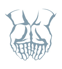 Praying hands. Vector drawing icon