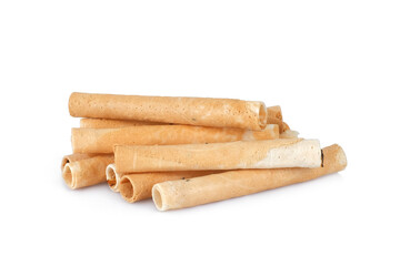 thai crispy roll or tong muan (thai name) isolated on white background, thai dessert