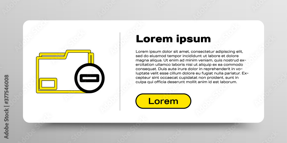 Poster line document folder with minus icon isolated on white background. clear document. remove file docum