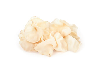 white ear mushroom ,tremella mushroom, tremella fuciformis mushroom or white jelly mushroom isolated on white background
