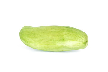 peeled green mango isolated on white background