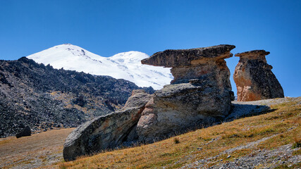 High in the mountains the grass scorched by the sun