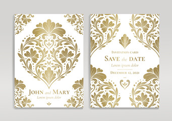 White luxury invitation card design. Vintage ornament template. Can be used for background and wallpaper. Elegant and classic vector elements great for decoration.