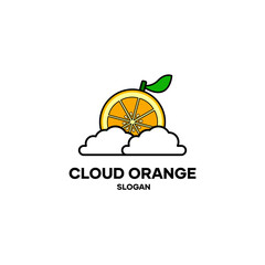 Orange logo with cloud. Logo design material. logo design material with abstract shapes. modern, minimal and trendy logo concept. vector