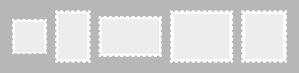 Set Postage stamps template. Blank frame of postal stamp for mail envelope. Vector illustration EPS10.