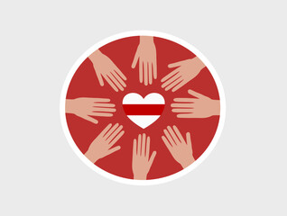 Peaceful rally in Belarus. Hands are drawn to the new Protests against the current government. People demand change