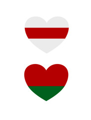 Vector illustration white-red-white flag. heart with the flag of Belarus. sign of freedom on a t-shirt.