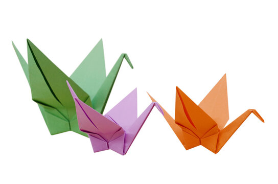  origami birds on white