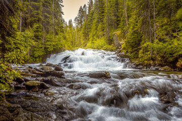 View of the waterfall on the Lostine River in  Wallowa-Whitman National Forest in Eastern Oregon.