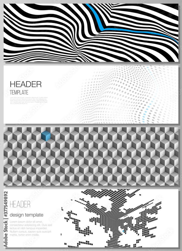 Poster the minimalistic vector illustration of the editable layout of headers, banner design templates. abs