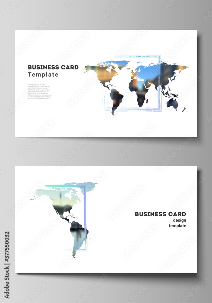 Poster vector layout of two creative business cards design templates, horizontal template vector design. de