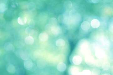 Green Mint background. Leaf blurred. The bokeh circle from the leaves with light shining through. Abstract background.