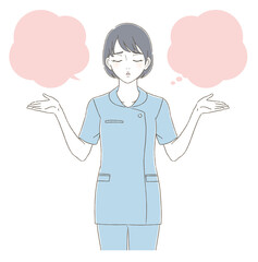 手描き風　制服を着た女性のイラスト表情セット