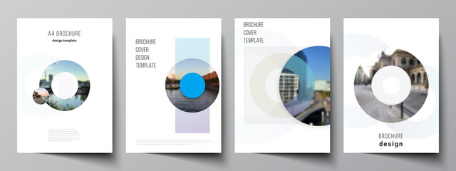 Vector layout of A4 cover mockups templates for brochure, flyer layout, booklet, cover design, book design, brochure cover. Background template with rounds, circles for IT, technology. Minimal style.