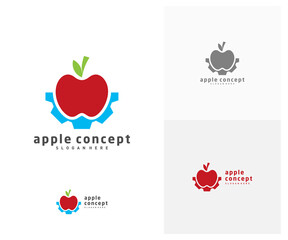 Obraz premium Apple Gear logo design vector template, Fruits Apple icon symbol