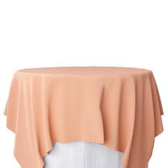 3d rendering of the podium with pink silk fabric isolated on white background, save clipping path