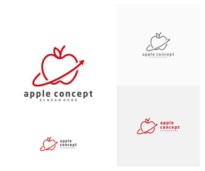 Apple with Arrow logo design vector template, Fruits Apple icon symbol