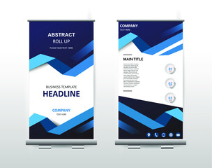 Roll up banner design advertising brochure flyer vertical template vector, abstract geometric background modern x-banner, rectangle layout