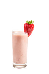 healthy strawberry smoothie isolated on white