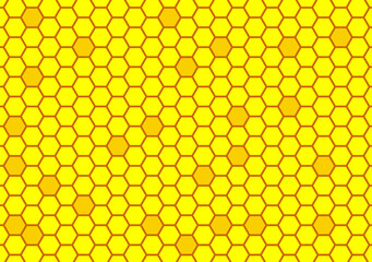 Honeycomb yellow background. Vector illustration of geometric texture. Seamless hexagons pattern.