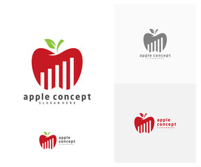 Stats Apple logo design vector template, Fruits Apple icon symbol
