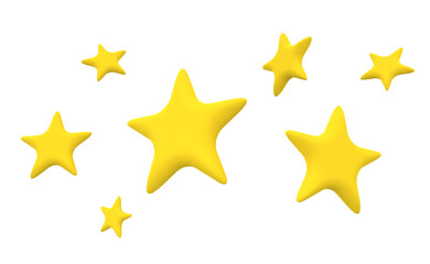 Fototapeta premium Five-pointed Stars 3D rendering. Rounded Stars 3D model in cartoon style isolated on white background.