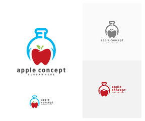 Lab Apple logo design vector template, Fruits Apple icon symbol