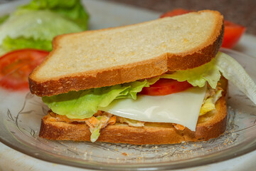 club sandwich with  vegetables and cheese