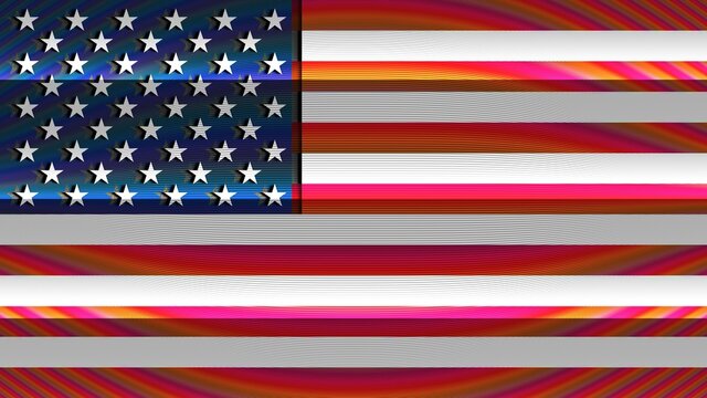 Original American flag. USA background. Artistic effect, funny US flag, old-fashioned grungy flag. Retro vintage pixelated screen, visible pixels, geek, copy space.