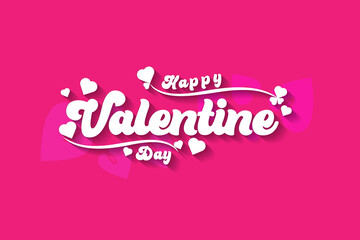 Happy Valentines Day typography poster with handwritten calligraphy text isolated on White background Vector Illustration Cute love sale banner or romantic greeting card