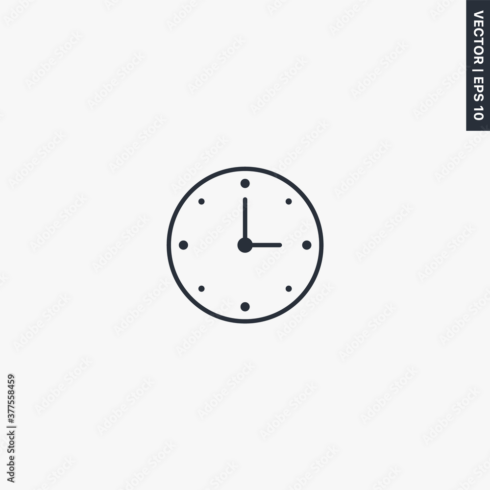 Poster time, clock, linear style sign for mobile concept and web design