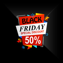 black friday vector flat label design with abstract origami concept for promotion and advertisement