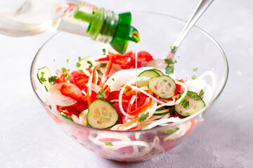 Fresh salad of tomatoes and cucumbers