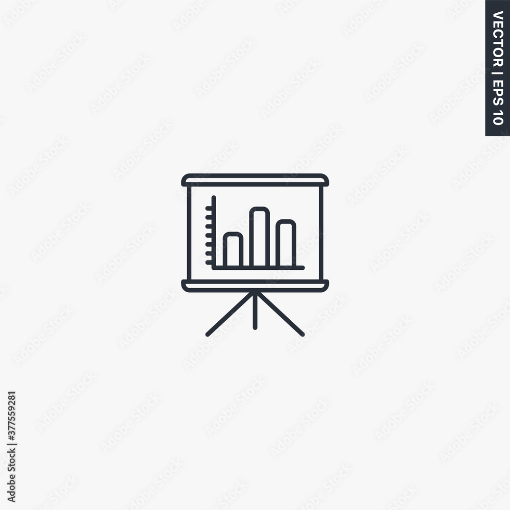 Aufkleber statistic presentation, linear style sign for mobile concept and web design