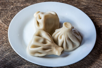 Georgian dumplings khinkali with meat.
