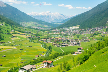 Fototapeta na wymiar View over Neder and Kampl villages in Tirol, Austria.