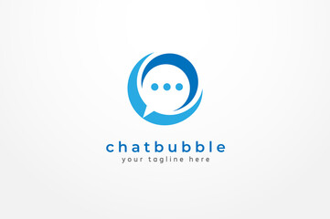 Chat bubble logo, flat design logo template, vector illustration