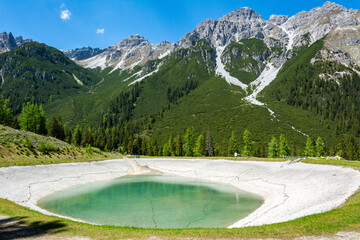 Panoramasee lake in Stubaital valley in Tirol, Austria.