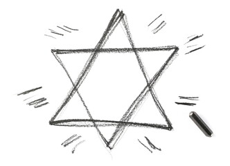 Graphite stick with star of david isolated on white background, clipping path