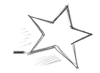 Graphite stick with star isolated on white background