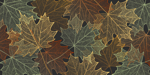Autumn leaves. Season background with fall maple leaves. Vector illustration - 377560853