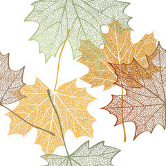 Autumn maple leaves seamless pattern. Vector illustration