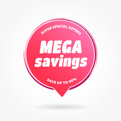 Obraz premium Mega Savings Shopping Round Tag