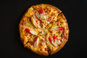 pizza isolated on black background