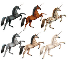 groupe de  cheval, licorne,  toutes couleur,  animal, blanc, étalon, galop, poney, courir, course, collection, photo illustration, ferme, sauvage, chevalin, arabe, amoureux des chevaux, jument, mammif