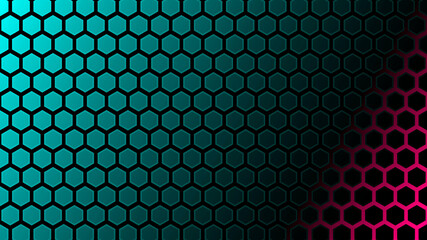 Abstract pink light hexagon line in green blue luxury futuristic background vector illustration
