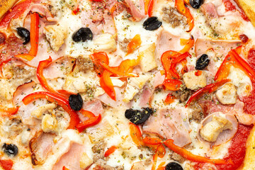 Obraz na płótnie Canvas Background pizza. Close-up.